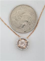 10K Solid Rose Gold Morganite Diamond Accent Slide Necklace Size 18.0